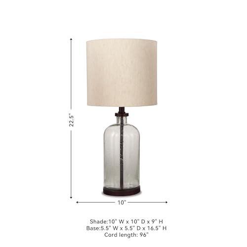 Signature Design by Ashley Bandile Modern Farmhouse 22.5" Seeded Glass Table Lamp, Bronze