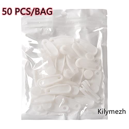 White Traverse Rod Slides Curtain Track Glider Hooks for Curtains(50 Pack)…