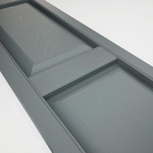 12"W x 31"H Mid-America Vinyl, Standard Size Williamsburg Double Panel Shutters, w/Installation Shutter-Lok's & Matching Screws (Per Pair), 419 - Storm Cloud