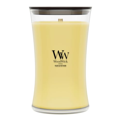 WoodWick Yuzu & Vetiver Scented Candle, Crackling Wick, 21.5oz