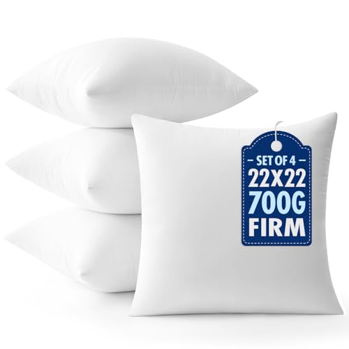 MIULEE 22x22 Throw Pillows Inserts 4 Pack, Decorative Pillows for Couch Bed