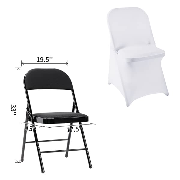 12 PCS Waterproof Stretch Spandex Folding Chair Covers, Dining Room Chair Slipcovers Protector for Wedding, Banquet, Party, Holidays, Celebration and Decoration（White）