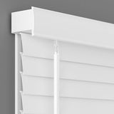 Lumino - 2" Cordless Flat Slat Faux Wood Window Blinds for Home - 34" W x 64" L - White, Faux Wood Blinds for Indoor Windows, Venetian Room Darkening Blinds