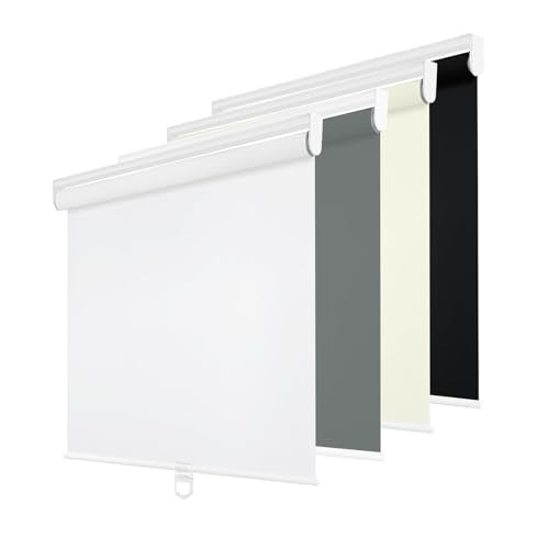 Changshade Blackout Roller Shades Cordless for Windows, 100% Room Darkening Window Blinds for Bedroom, Thermal Insulated UV Protection, Easy Install Pull Down Shades for Home,48Wx72H,White