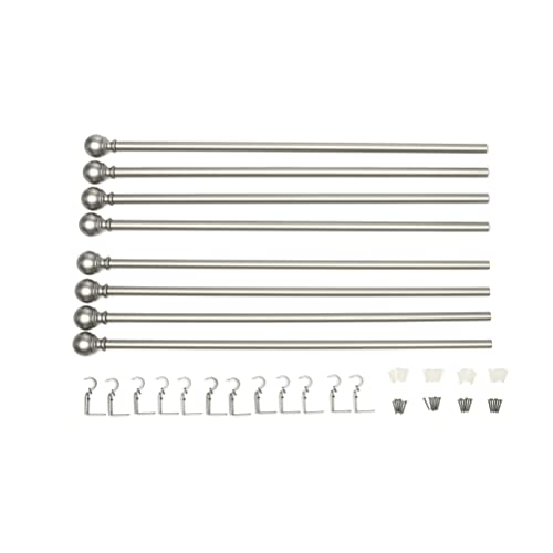Amazon Basics Sturdy Adjustable Curtain Rod for Windows with Round Finials, Easy Installation, 1-Inch Rod, 36" to 72", Nickel, 1-Pack