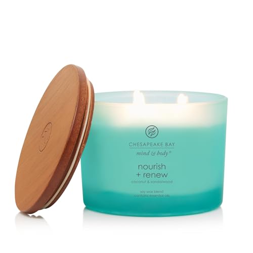 Chesapeake Bay Candle Mind & Body 3-Wick Coffee Table Jar Candle Nourish + Renew (Coconut & Sandalwood)