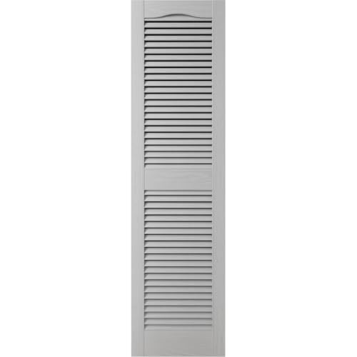 Ekena Millwork Lifetime Vinyl LL1S12X04800PG Standard Cathedral Top Center Mullion, Open Louver Vinyl Shutters, w/Installation Shutter-Lok's & Matching Screws (Per Pair), 12"W x 48"H, Paintable