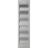 Ekena Millwork Lifetime Vinyl LL1S12X04800PG Standard Cathedral Top Center Mullion, Open Louver Vinyl Shutters, w/Installation Shutter-Lok's & Matching Screws (Per Pair), 12"W x 48"H, Paintable