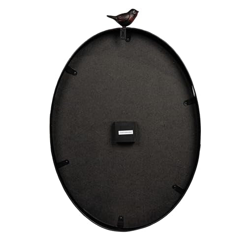 Creative Co-Op Oval Metal Wall Clock with Bird