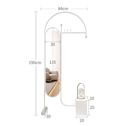 Full-Length Mirror Household Floor-Standing Coat Rack Dressing Mirror Combination Bedroom with Dressing Mirror Hanger Door Vertical Full Length Floor Mirror (Black)