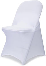 Stretch Folding Chair Covers 10PCS White Spandex Chair Covers Protector for Wedding Party Dining Banquet, Washable Universal Fitted Chair Slipcovers for Celebration Birthday (White, 10pcs)