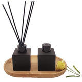 Perfume Reed Diffuser Bottle,Empty Square Essential Oil Bottles Glass Jar with Black Sticks for DIY Fragrance Replacement Diffuser Sets (50ml/1.7oz, Matte Black)