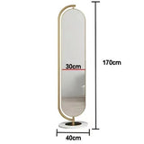 Floor-Standing Full-Length Mirror with Metal Frame 360° Rotating Full-Length Mirror is Suitable for Bedroom, Living Room, Cloakroom, Etc. (Gold)