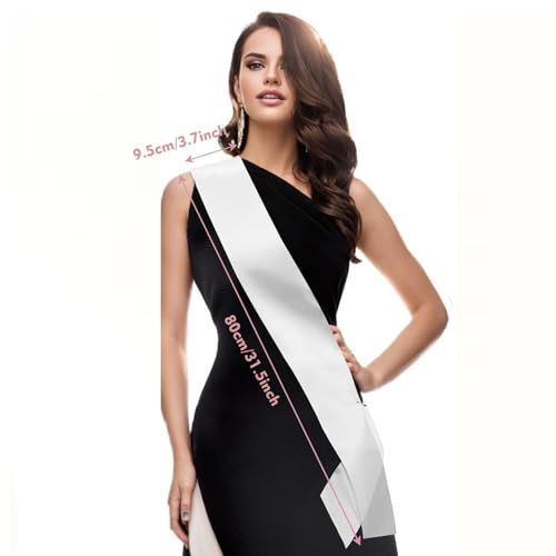 12Pcsk Blank White Satin Sash - DIY Senior Bride Pageant Sashes with Safety Pins, Plain Satin Sash for Pageants,Senior Sash,Custom Sash,DIY Personalized Sash for Birthday Party