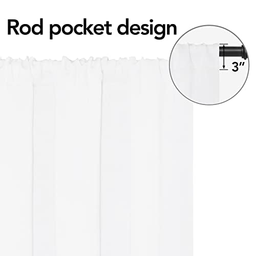 Easy-Going Rod Pocket Blackout Curtains for Bedroom, Room Darkening Window Curtains for Living Room, Thermal Insulated Noise Reduction Solid Window Drapes, 2 Panels(42x63 in, White)