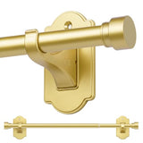 TONIAL Gold Curtain Rods No Drilling for Windows from 40 to 53 Inches, 5/8 Inch Curtain Rod 32 to 58 Inch with Adhesive Brackets without Drilling, Renter Apartment Friendly Adjustable Drapery Rods