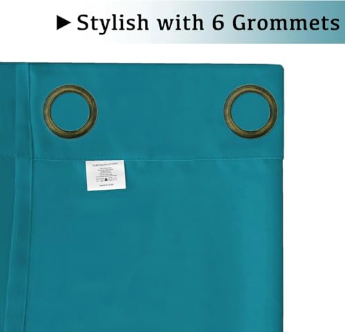 Turquoize Teal Blackout Curtains Themal Insulated Grommet/Eyelet Top Blackout Curtain Drapes for Bedroom Window Treatment Panels Nursery & Infant Care Panels Drapes,2 Panel, 42" W x 84" L, Teal