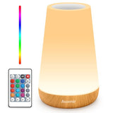 Auxmir Rechargeable LED Night Light, Touch & Remote Control Bedside Lamp with 13 Colors, 5 Brightness Levels, Portable Table Lamp for Kids Baby Nursery, Bedroom, Bathroom, Camping, Light Brown