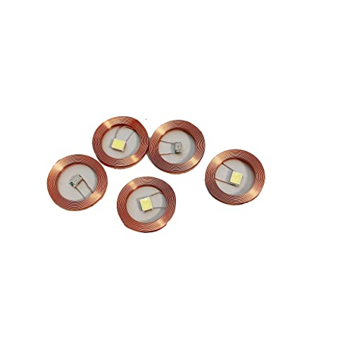 Taidacent 5 Pcs Induction Wireless LEDs and Coil High-Power Wireless Induction Lamp Bead Wiring-Free LED Lamp for Micro Modeling Decoration Gundam Model (0.5W, Pure White)