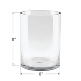6" Wide 8" High Large Hand Blown Sturdy Clear Cylinder Glass Vase, Centerpiece Flower Vase for Rose, Tulip, Boquets, Hurricane Candle Holder (1, 6"x8")