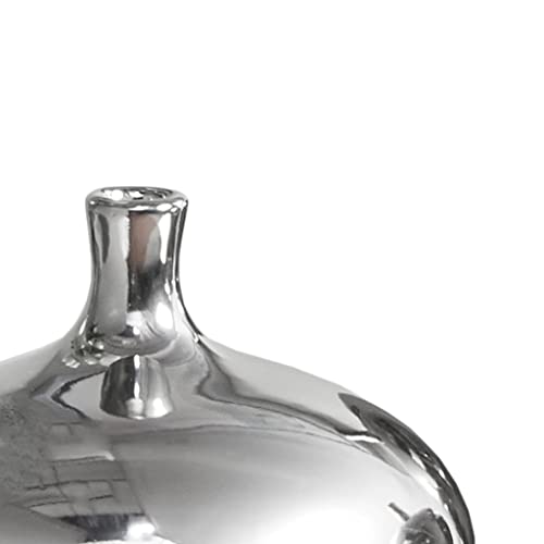 Madison Park Signature Ansen Ceramic Handmade Vase Set Home Décor - Metallic Accent Living Room Decoration Ideal for Shelf, Side Table, Mantle Ornaments, Multi Size, Silver 3 Piece
