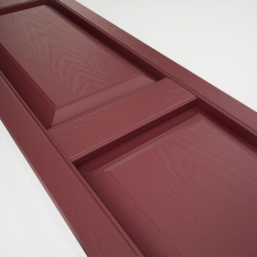 Builders Edge 14.75 in. W x 35 in. H Builders Edge, Standard Two Equal Panels, Raised Panel Shutters, Includes Matching Installation Spikes (Per Pair), 078 - Wineberry
