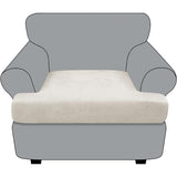 T Cushion Chair Cover Leather-Look 1PC Stretch Chair Seat Slipcover for Living Room Individual Armchair Couch Cover Seat Covers with Elastic Bands, Pet-Friendly, Non-Slip, Easy Fit - Beige