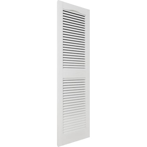 Ekena Millwork Lifetime Vinyl LL1S12X05200WH Standard Cathedral Top Center Mullion, Open Louver Vinyl Shutters, w/Installation Shutter-Lok's & Matching Screws (Per Pair), 12"W x 52"H, White
