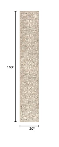 Pauwer Hallway Runner Rug 2'6''x 14', Washable Kitchen Runner, Beige Brown