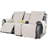 Loveseat Recliner Cover with Console Waterproof Non-Slip Recliner Cover with Elastic Straps Sofa for Double Reclining