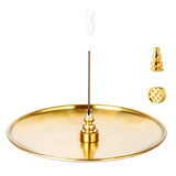 3 in 1 Incense Burner - 6.7 Inch Brass Incense Holder for Incense Sticks/Coil Incense/Incense Cones - Metal Gourd-Shaped Ash Catcher for Meditation Yoga Room Home Decor ZX11M