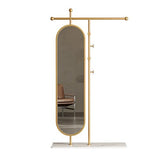 Decorative Simple Floor-Standing Coat Rack, Bedroom Home Dressing Mirror, rotatable Full-Length, Clothes for Living Room(Gold,80cm)