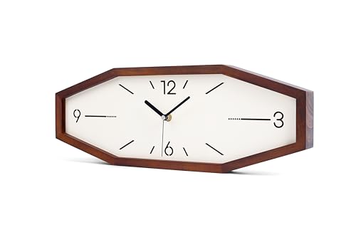 DaguyS Wooden Retro Wall Clocks, 18 Inches Square Clocks Rectangular Wall Clock Battery Operated Silent Non-Ticking, for Kitchen Living Room Office Home Desk Bedroom (Brown)
