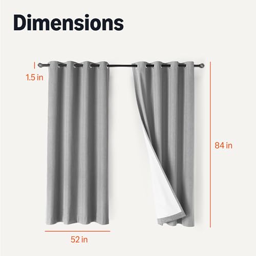 Amazon Basics 100% Blackout Curtains with Grommets, Noise Reducing, 52 x 84 Inches, Dark Gray, 2 Panels