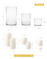 Glass Candle Holders Set, 3 Sizes 8" 5" 3.5" Height | Hurricane Vase Centerpieces, Clear Seeded Bubbles Cylinder, For Pillar Votive Flower, Mother's Day Birthday Gift