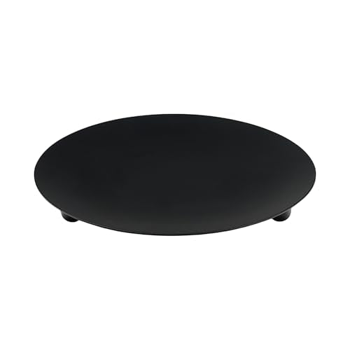 Hosley Black Iron Pillar Candle Holder Plates – 7-Inch Decorative Round Trays for Pillar Candles – Ideal for Weddings, Special Occasions, Home Décor, and Pedestal Displays