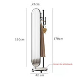 Decorative Full-Length Mirror Hanger Integrated Rotating Dressing Household Simple Vertical Cloakroom Movable Floor-Standing for Living Room(Black)