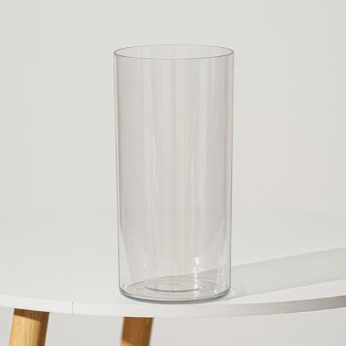 Flower Vase Acrylic Cylinder,7.86" Tall Clear Vase for Centerpieces,Wedding Decorative,Home Décor, Non Breakable Plastic, 3.94" x 7.86" Tall Round - Clear