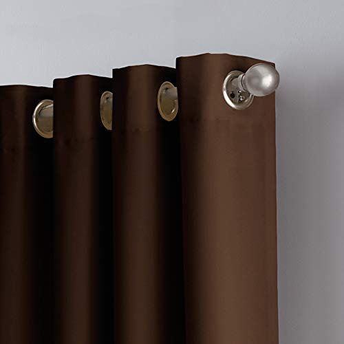 Curtainworks Kendall Color Block Grommet Curtain Panel, 84-Inch, Chocolate