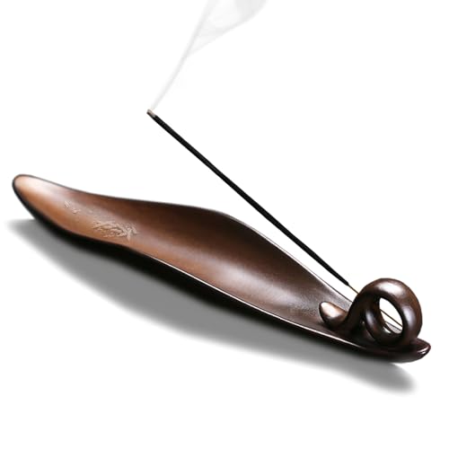 9" Length Incense Stick Holder with 3 Holes, Ceramic Incense Ash Cather for Counters, Meditation Room, Yoga, Home, Office (Brown)