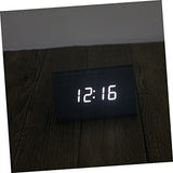 GLEAVI Modern Triangle Led Wooden Alarm Clock Desk Clock Digital Display Thermometer Function USB Powered Battery Operated Black Wood White Light