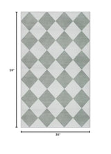 Checkered Print 3x5 Washable Rug for Entryway, Non Slip Soft Small Bedroom Rug 3x5 Ultra Thin Moroccan Bathrooom Decor, Gingham Plaid Carpet for Laundry Entry Kitchen Nursery (Green/White)