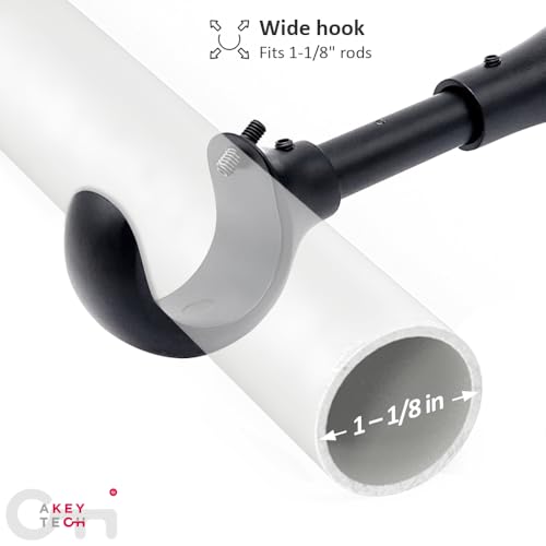 Heavy Duty Curtain Rod Brackets for Wall, 6 inch Adjustable Curtain Rod Brackets Extra Long Over Blinds Holder for Heavy Curtains 2 pcs Extended Window Hardware Wall Mounted Hangers Set of Two Black