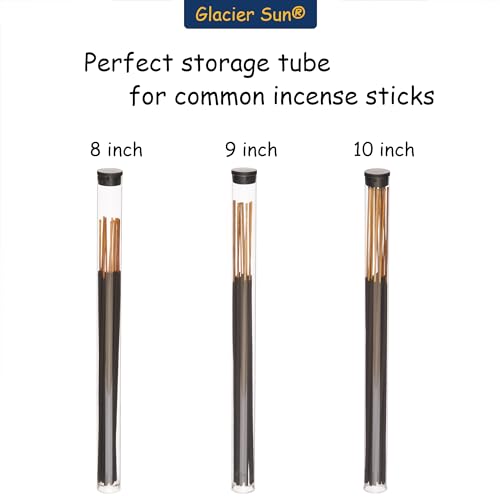 Clear Plastic Tube with Black lid, 12 Pack, Storage Holder for 8-10 inch Incense Sticks, Preserves Aroma (12)
