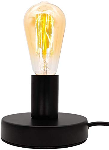 Industrial Table Lamp Base E26/E27 Ceramic Base Holder, Vintage Small Desk Lamp with Plug in Cord On/Off Switch Edison Lamp for Home Lighting Decor (Small)