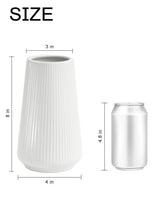 White Ceramic Vase, 8 Inch Flower Vases for Pampas Grass and Dried Flowers, Modern Vase for Living Room Table, Kitchen Shelf, Wedding Centerpiece Decor