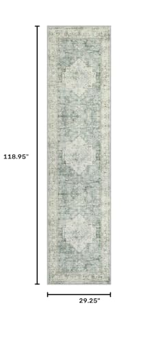 LIVEBOX Washable 2.5x10 Runner Rugs for Entryway Bathroom, Boho Kitchen Floor Mat Long Rug Runners for Hallways Non Slip, Farmhouse Low-Pile Carpet Runners for Laundry Room, Sage Green
