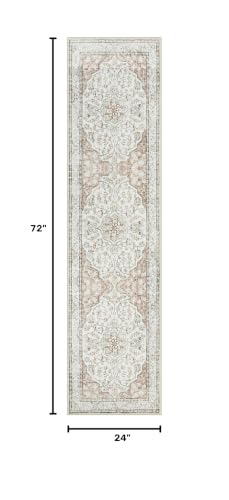 Lahome Oriental Kitchen Runner Rug,2x6 Washable Runners for Hallways Non-Slip Bathroom Rug Runner 6ft,Ultra-Thin Soft Indoor Rug Traditional Carpet Runner for Bedroom Laundry Room Helena Terracotta