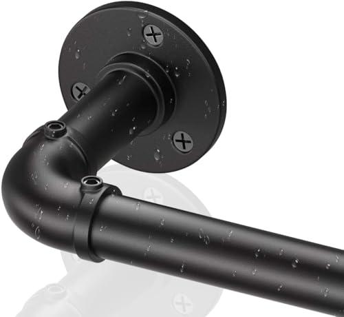 Curtain Rods for Windows 120 to 170, Heavy Duty Industrial Curtain Rods, Black Wrap Around Outdoor Curtains Rod,1 Inch Adjustable Drapery Rod 144-170"