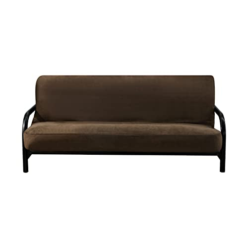 OctoRose Full Size 54x75x8inch 3 Side Zipper Classic Soft Micro Suede Futon Cover/Slipcover/Sofa Day Bed Mattress Cover Couch Protector (Cover ONLY) (Chocolate Brown)